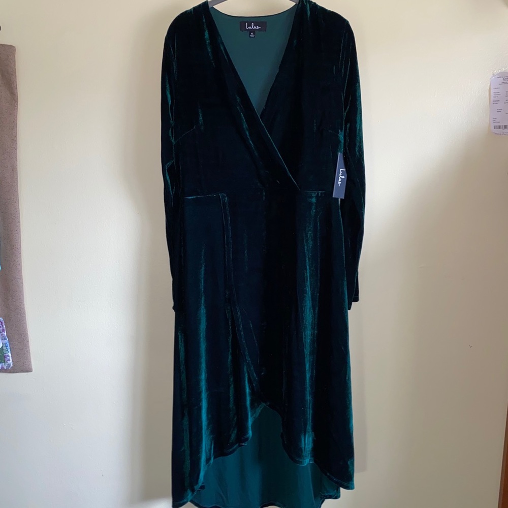 Lulus Silver Screen Velvet Emerald Dress